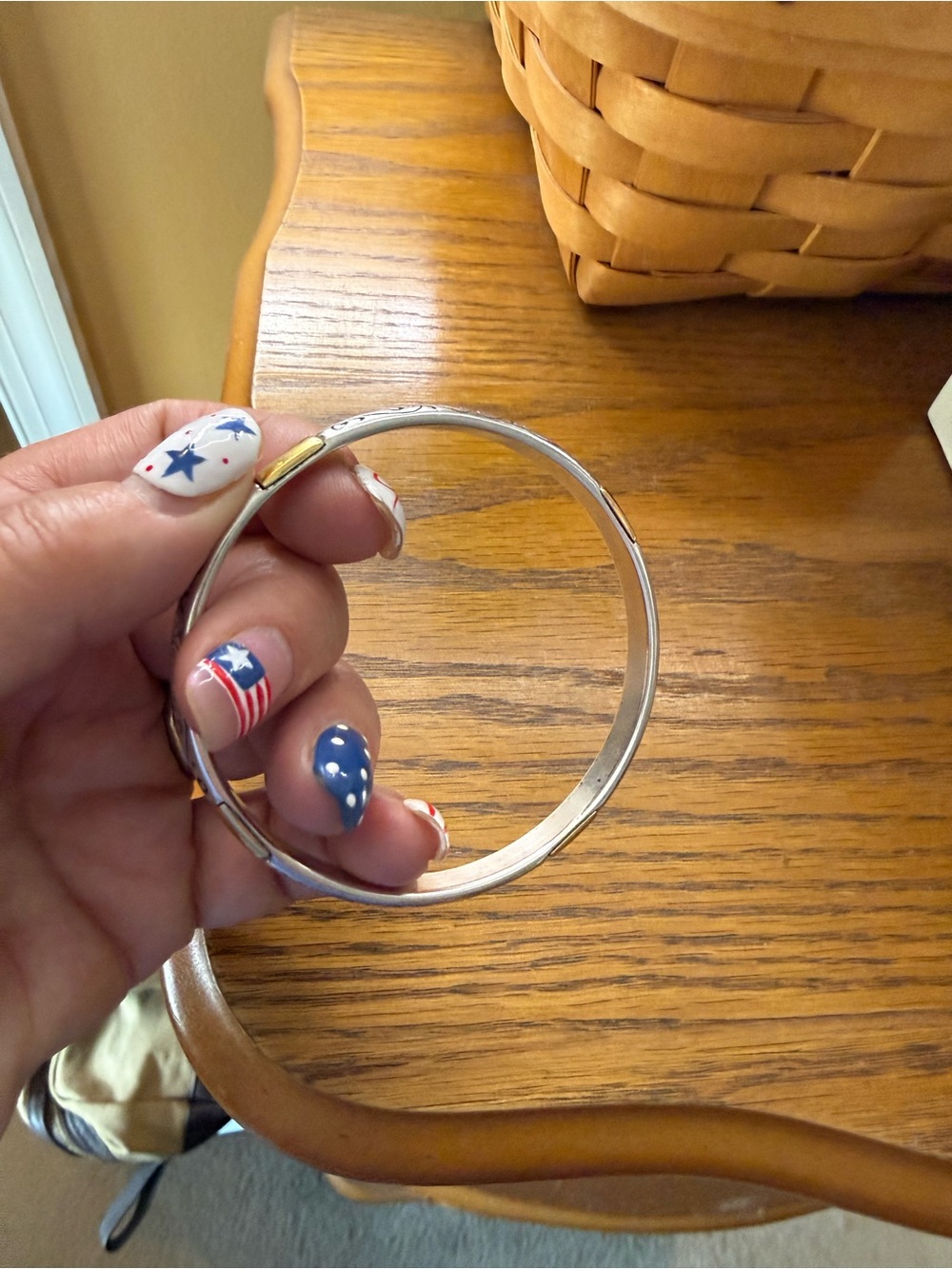 Brighton Silver and Gold Scrollwork Hinged Bracelet - Picture 3 of 5